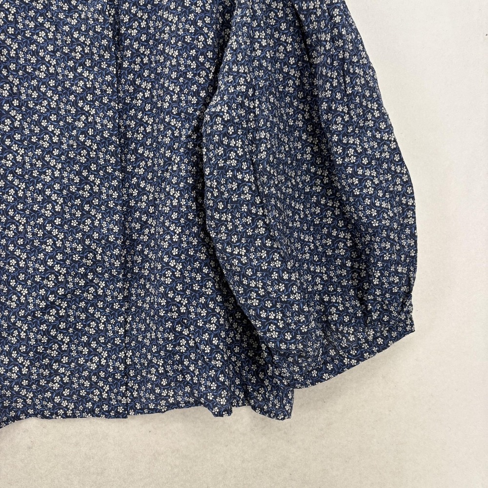 LOFT Blouse Womens XL Blue Floral Round Neck Balloon Sleeve Knit Top Boho NWT - Picture 3 of 8